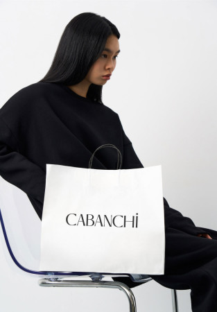 Бумажный белый пакет с ручками средний 38х14х33,5 см