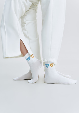 Socks with prints "Два серця" nylon white Socks with prints "Два серця" nylon white