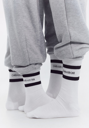 White socks "Charity socks" with logo "CABANCHI" White socks "Charity socks" with logo "CABANCHI"