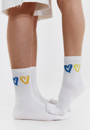 Socks with prints "Два серця" white (new) Socks with prints "Два серця" white (new)