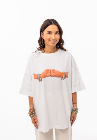 Футболка mega oversize unisex біла "CABANCHI for Aristova" Пурна мудра