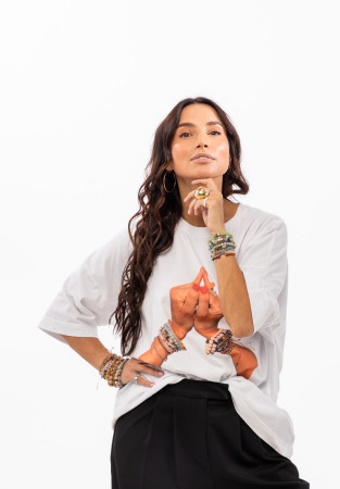 Футболка mega oversize unisex біла "CABANCHI for Aristova" Мудра Початку