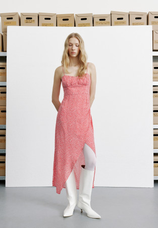 White and red viscose dress with straps