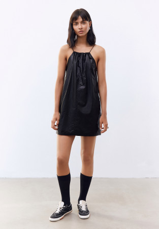 Black raincoat dress