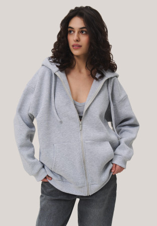 Deep taupe color three-thread insulated hoodie