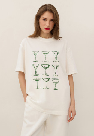 Футболка oversize unisex "Колекція келихів" біла