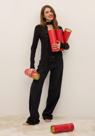 Боді із віскозного трикотажу чорне