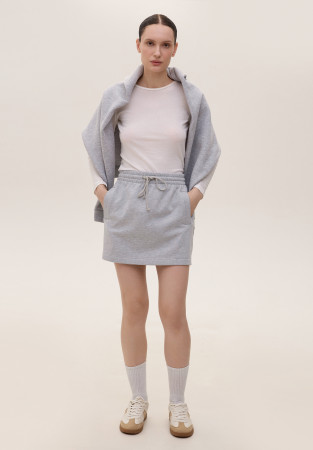 Grey melange mini skirt made of dense three-thread