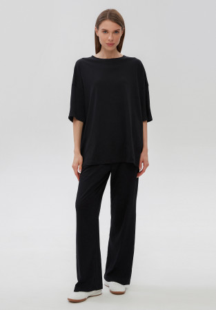 Black jersey suit with pants