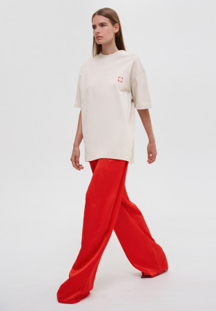 Red viscose oversize pants 
