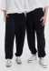 Milky color unisex oversize three-thread trousers