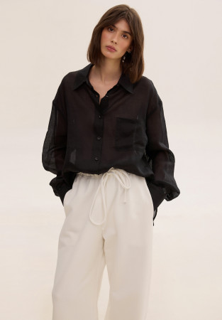 Рубашка классическая из крапивы чёрная