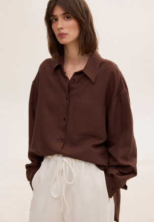 Сорочка зі змішаного льону коричнева