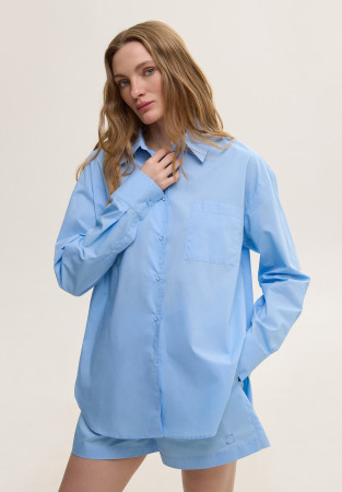Сорочка класична з натуральної бавовни блакитна