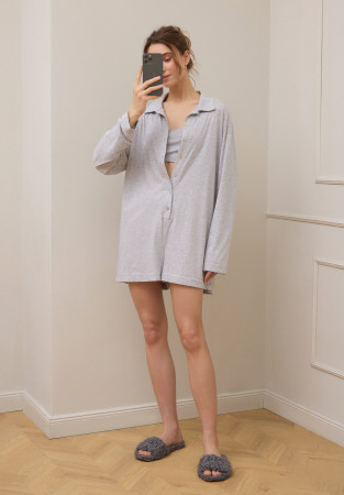 Grey melange jersey overalls