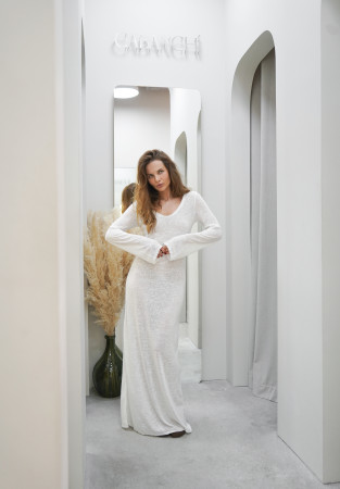 Платье из вискозы "flamli" молочное