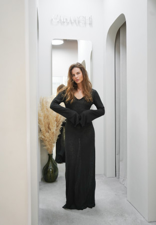 Black color dress made of viscose "flamli" 