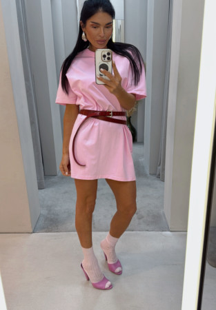Pink t-shirt-dress