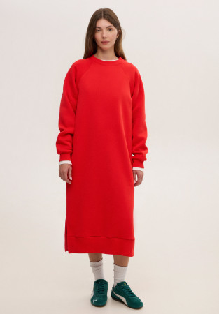 Flame scarlet (red) color three-thread insulated dress-sweatshirt with cuts Flame scarlet (red) color three-thread insulated dress-sweatshirt with cuts