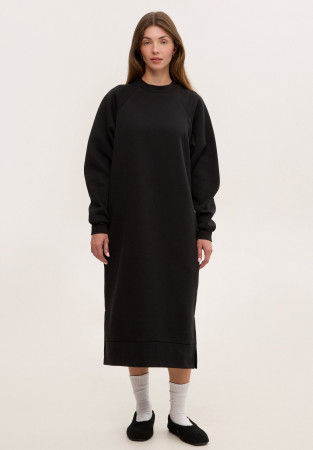 Black color three-thread insulated dress-sweatshirt with cuts Black color three-thread insulated dress-sweatshirt with cuts