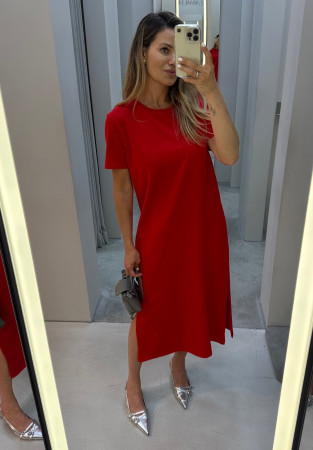 Сукня-футболка зі швом червона