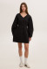 Grey melange color three-thread insulated dress with a V-neckline and folds