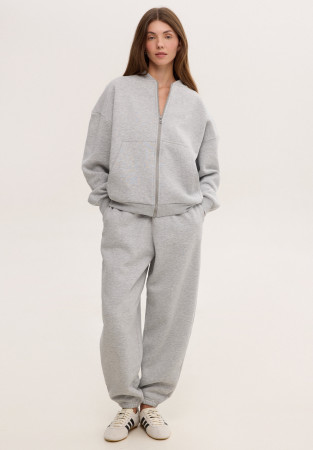 Grey melange color three-thread insulated bomber Grey melange color three-thread insulated bomber