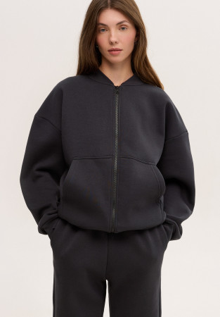 Almost black color three-thread insulated bomber Almost black color three-thread insulated bomber
