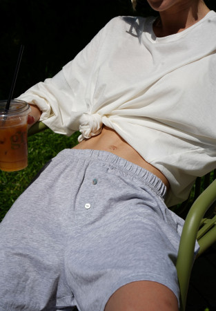 Grey melange jersey shorts