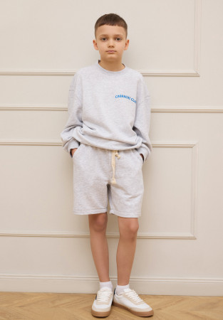 Grey melange color kids three-thread shorts