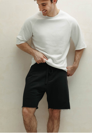 Black men's three-thread shorts Black men's three-thread shorts