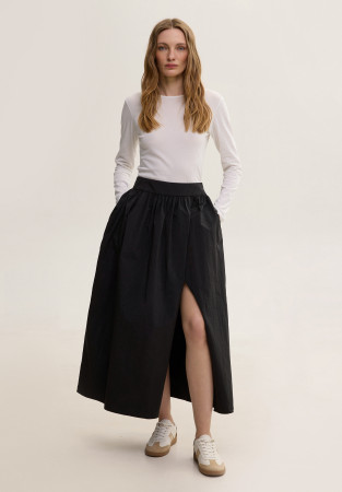 Black skirt made of reaped raincoat