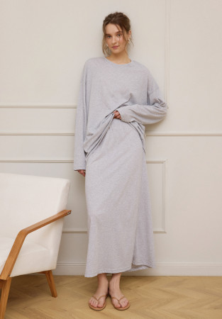 Grey melange jersey skirt
