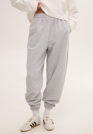 Grey melange three-thread oversize jogger trousers Grey melange three-thread oversize jogger trousers