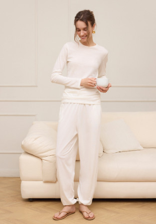 White jersey joggers