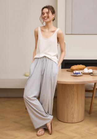 Штаны со шнурком из джерси oversize серый меланж Штаны со шнурком из джерси oversize серый меланж
