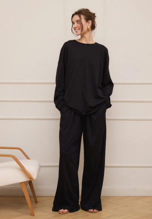 Штаны со шнурком из джерси oversize черные Штаны со шнурком из джерси oversize черные