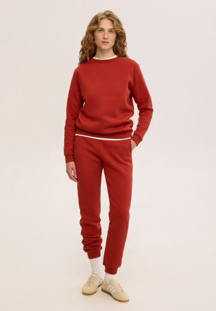 Red ochre color women basic three-thread insulated trousers  Red ochre color women basic three-thread insulated trousers