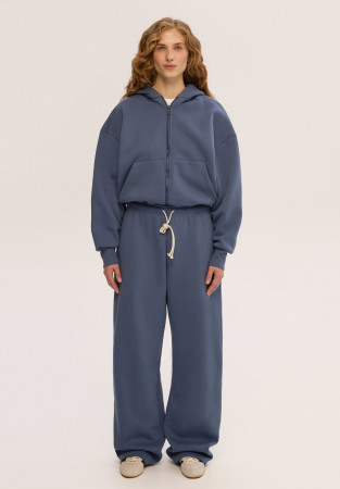 Штаны трёхнитка утепленная unisex "barrel leg" vintage indigo (синий) Штаны трёхнитка утепленная unisex "barrel leg" vintage indigo (синий)