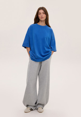 Штани тринитка утеплена "ballon leg" сірий меланж