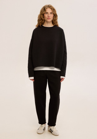 Штаны трёхнитка утепленная с защипами чёрные