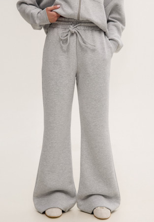 Штани тринитка утеплена кльош сірий меланж