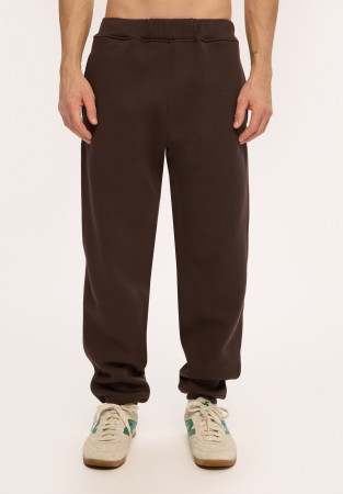 Chocolate torte (brown) color basic men three-thread insulated trousers with a lace