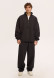 Grey melange color men three-thread insulated trousers with a drawstring