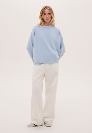 Джинсы багги молочные