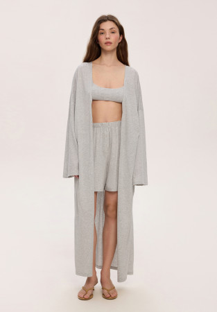 Grey melange jersey kimono