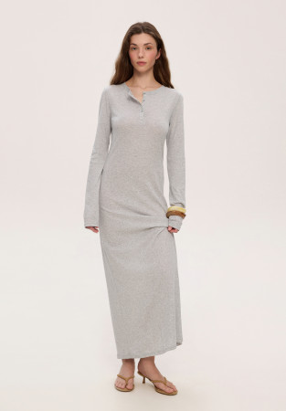 Grey melange jersey long dress