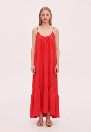 Red open back sundress