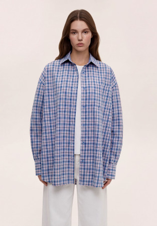 Blue oversize checkered shirt