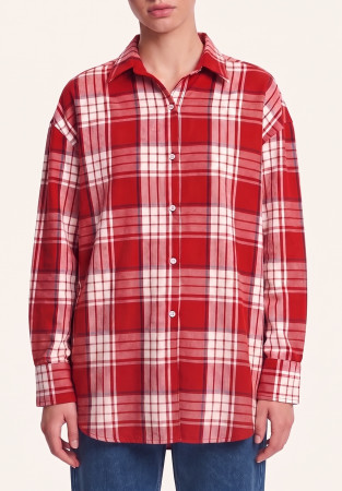 Red oversize checkered shirt